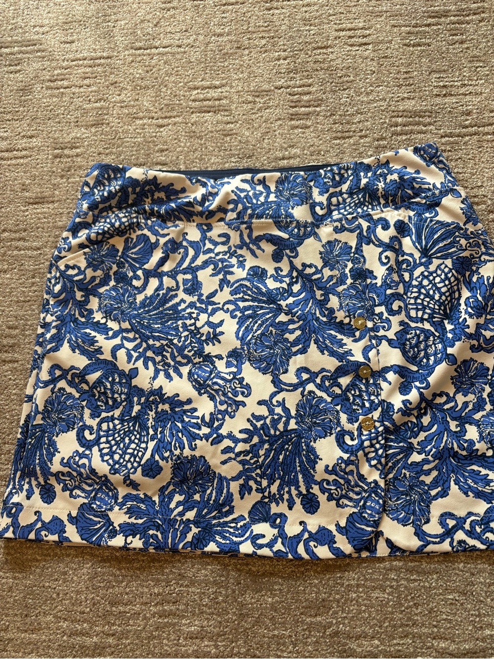 **SOLD on Cross Post** Lilly Pulitzer Luxletic Blue & White Button-Front Skirt